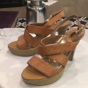 Brown platform sandal.